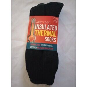 NWT West Loop Insulated Thermal Socks sz 7-12 Mens BLACK 1 pair Faux Fur Lined
